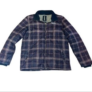 Billabong Y2K Quilted Jacket Grunge Plaid Graphic Fleece lined Coat Size XL